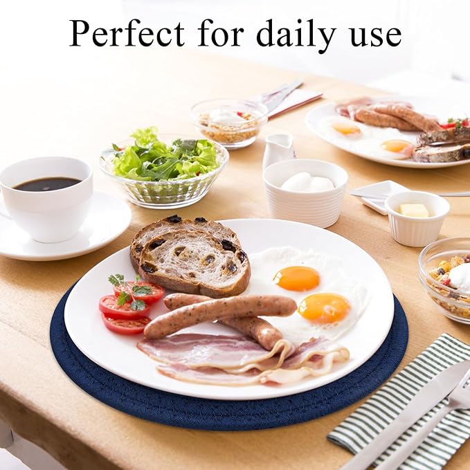 SHACOS Trivets for Hot Dishes, 6 Pieces 8 Inches Cotton Trivets Mats for Kitchen, Hot Pads for Countertops and Table, Heat-Resistant Pot Holders for Hot Pots and Pans, 6pcs