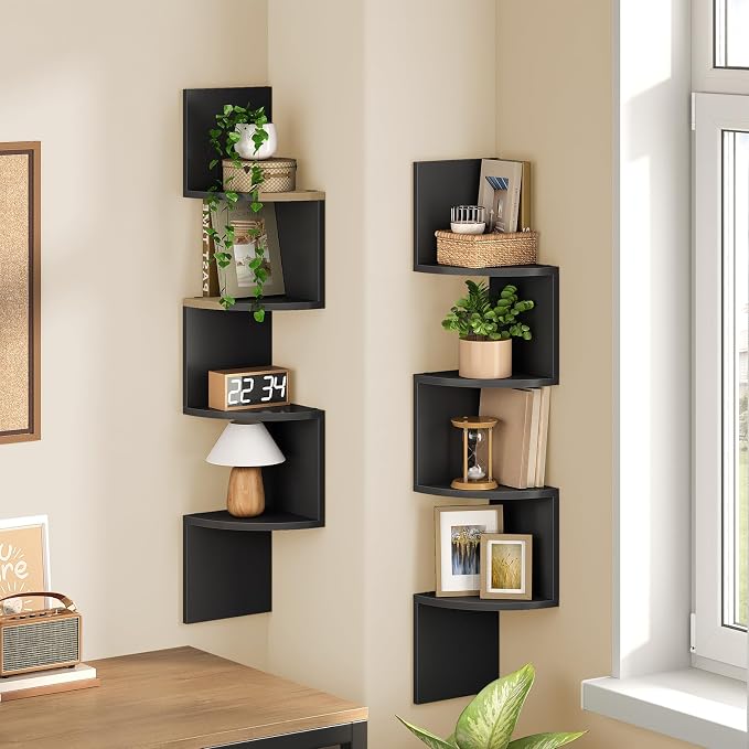 HOOBRO Corner Shelf Wall-Mounted, 4-Tier Corner Bookshelves - Image 4