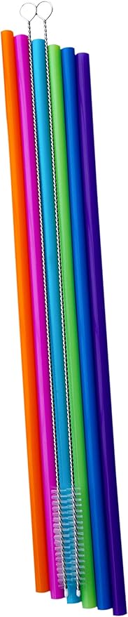 12 Inch Extra Long Reusable Silicone Straight Straws for Extra Tall Tumbler 40 OZ Hydro Flask,32 OZ Blender Bottle Nutribullet, Nutri Ninja Cups