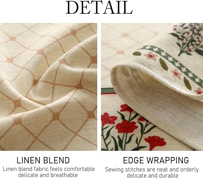 ISAENNE Designer Vintage Linen Floral Extra Long Tablecloth Rectangle,Fall Colorful Modern Table Cloth,Anti-Wrinkle Decor Tablecloths for Dining Thanksgiving Kitchen Christmas,67"*118"-Bertina E