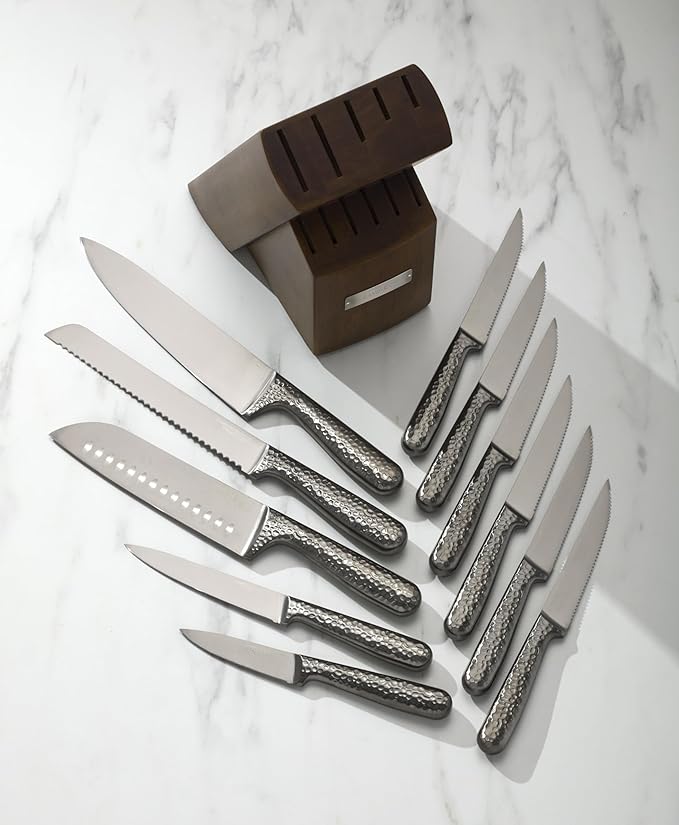 Cambridge Silversmiths Nero Cutlery Set with Block, Stainless Steel,12-Piece