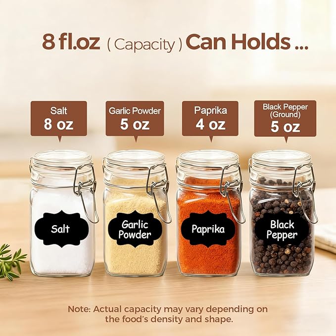 ComSaf Small Glass Jars with Airtight Lid Set of 12, Spice Jars 8 oz, Mason Jar 8 oz, Small Canning Jar, 8oz Jars with Lids for Kitchen, Jam, Jelly, Honey, Dessert, Salad, Shower Wedding Favors