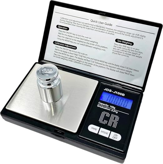 CR Digital Pocket Scale - 100g x 0.01g, Black, Stainless Steel, LCD, Portable, Ideal for Coins, Jewelry, Food, Powder, Gemstones, Metals
