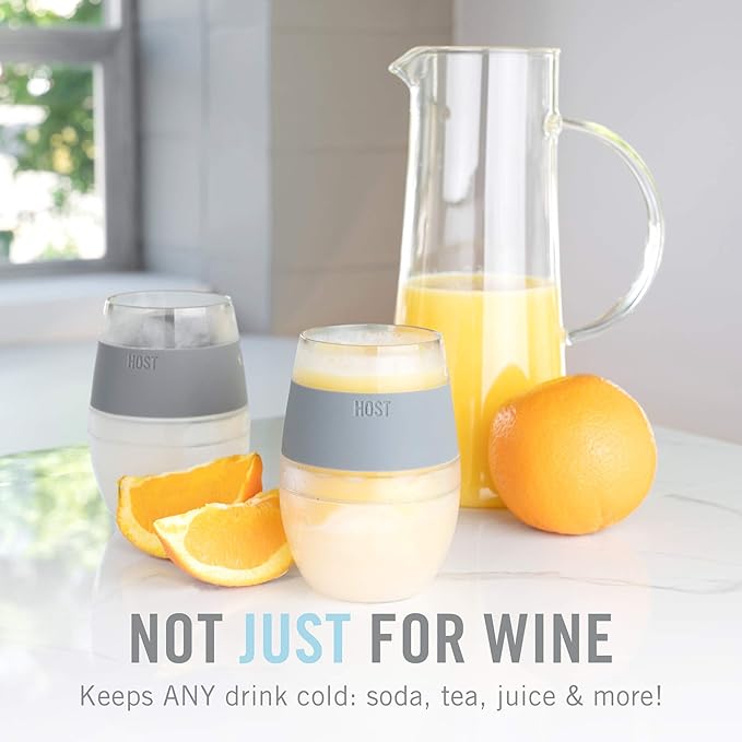 Host Plastic Stemless Wine Glasses - Double Wall Insulated FREEZE Drink Chiller Marble Wine Cup with Freezing Gel, Wine Glasses for Red and White Wine, 8.5 oz, Marble