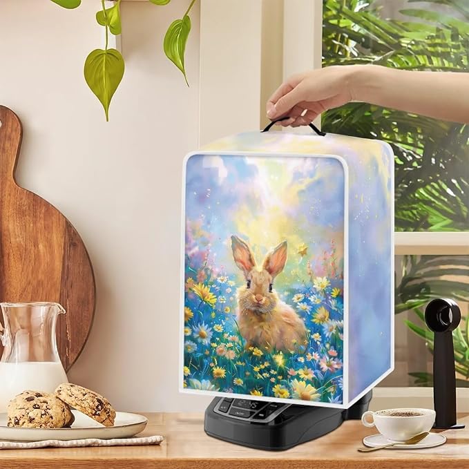Rabbit Floral Coffee Maker Cover Waterproof Small Appliance Cover - Image 4
