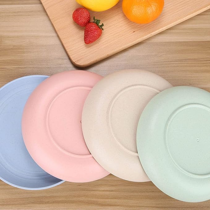 LuckyZone 10 Inches Unbreakable Wheat Straw Plates - Reusable Plate Set - Dishwasher & Microwave Safe - Perfect for Dinner Dishes - Healthy, BPA Free & Eco-Friendly (10 Inches)