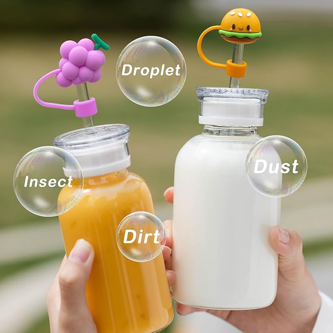 5PCS Straw Cover Cap for Stanley Cup, Silicone Cute Fruits & Food Straw Topper for Stanley 30&40 Oz Tumbler with Handle, 10mm 0.4in Dust-Proof Reusable Straw Tips Lids. (Color 7)