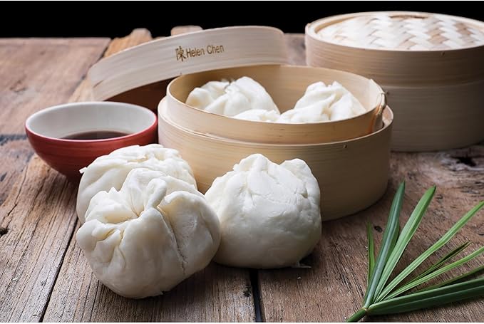 Helen's Asian Kitchen Bamboo Food Steamer with Lid - 100% Natural Bamboo - Basket Steamers for Cooking Dumplings, Dim Sum, Veggies, Fish, Meat - Preserve Nutrients & Flavors - 6-Inch