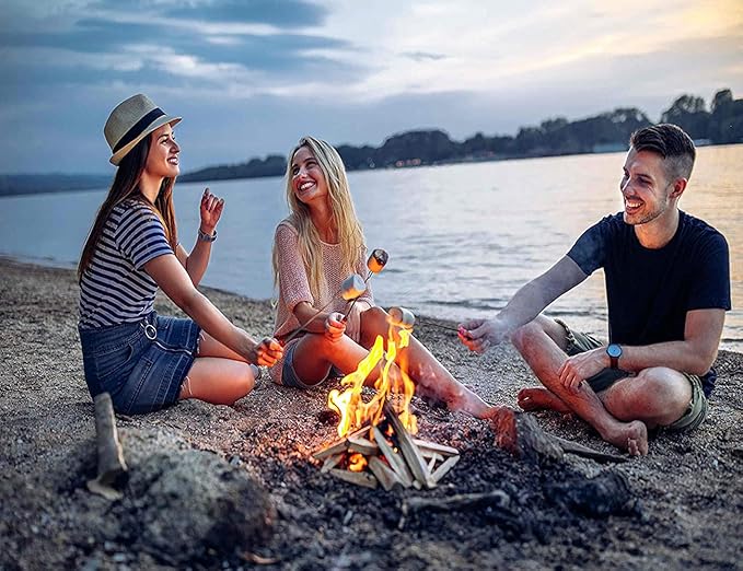 Marshmallow Roasting Sticks 8Pcs Extendable 32inch Long Metal Barbecue Skewers For Grilling Set,Telescoping Smores BBQ Forks, Fire Pit Sticks for Hot Dogs,Camping,Bonfire