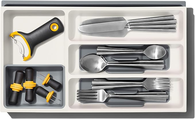 OXO Good Grips Kitchen Drawer, Expandable Utensil Organizer, White
