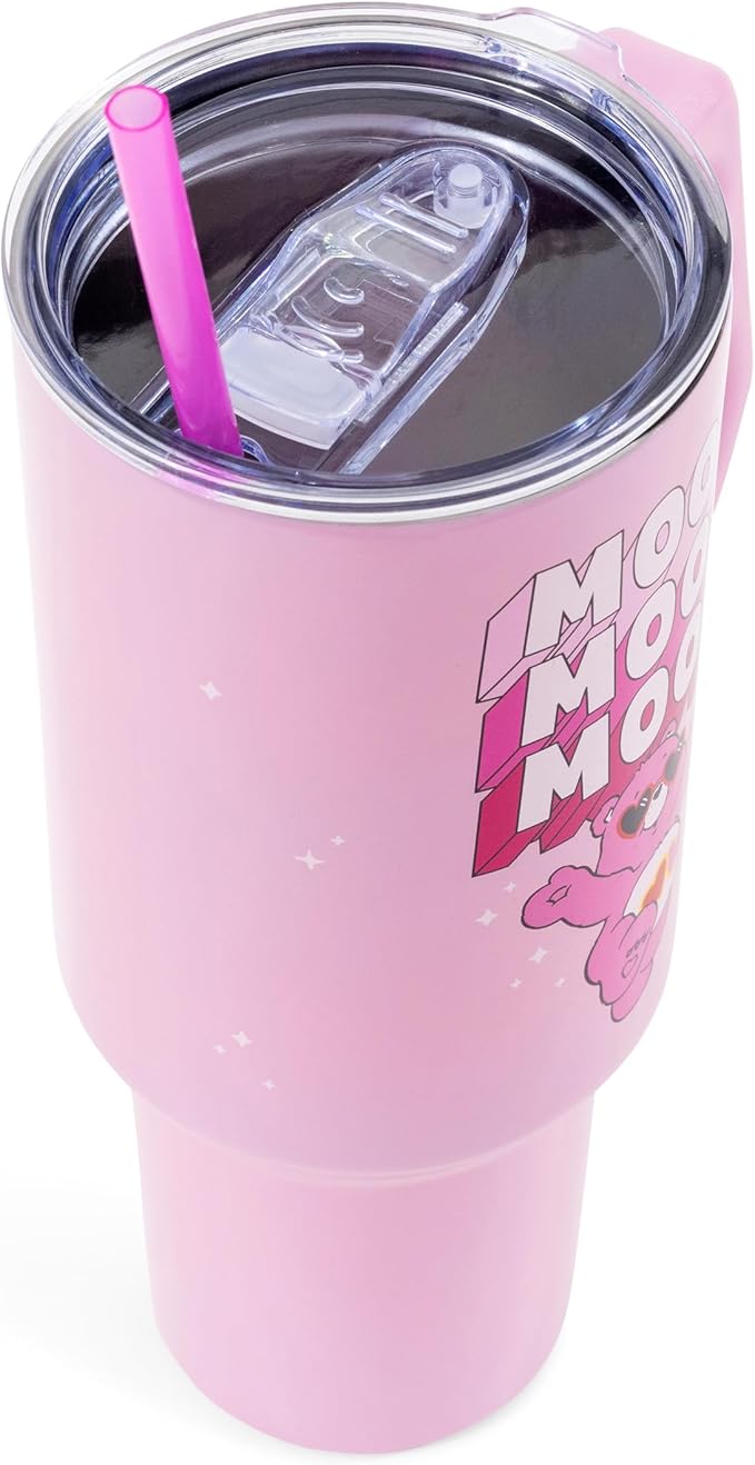Silver Buffalo Care Bears “Mood” Stainless Steel Tumbler with Handle Featuring Love-A-Lot Bear, Fits in Standard Cup Holder, 40 Ounces