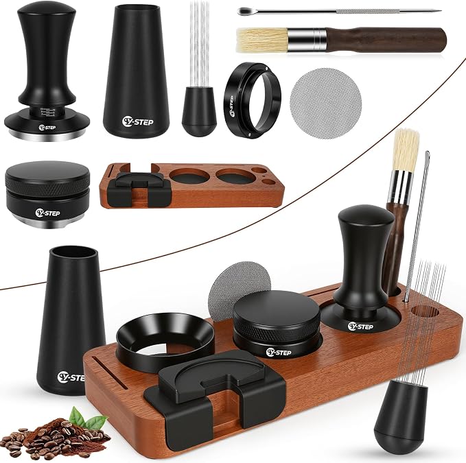 Y-Step 8 Pcs Espresso Accessories Kit, 53.3mm Espresso Tamper Kit Espresso Tools by Y-Step