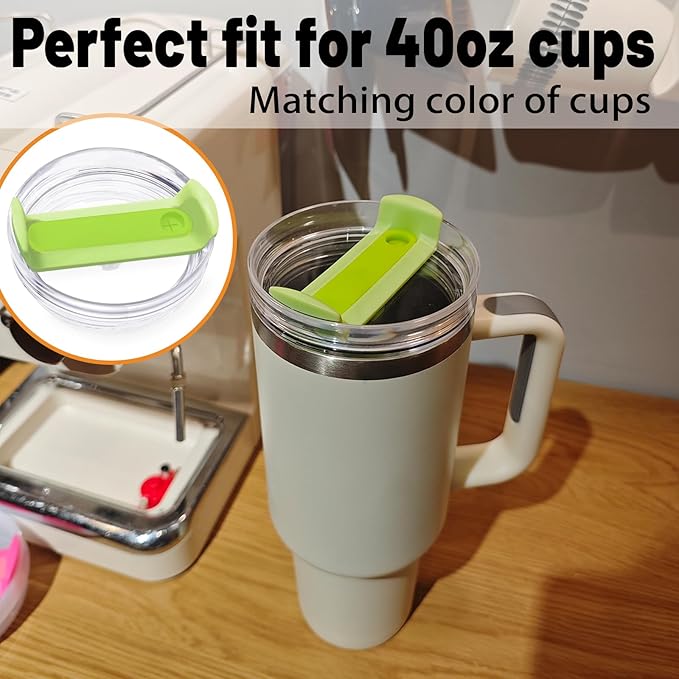 40 OZ Tumbler Lid Replacement Fit for Stanley Cup, 2 Pack Clear Replacement Lids Fit for Stanley Travel Tumbler, Spill Proof Tumbler Covers for Stanley Cup Accessories (Clear - Bright Lime)