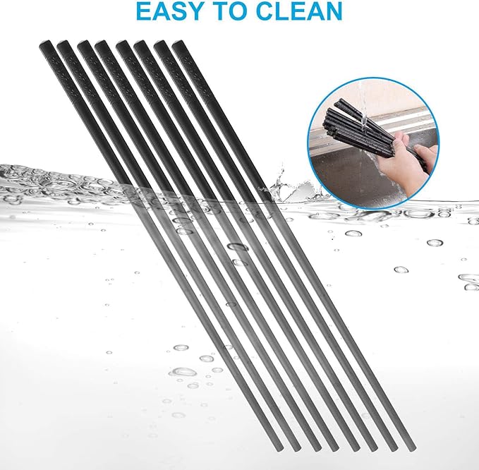 10 Pairs Fiberglass Chopsticks Family Set, ONEHERE Reusable Chinese, Japanese, Korean Chop sticks, Dishwasher Safe, Non-slip, for Sushi, Noodles, Food, Hotpot& Cooking, 9.5 inches, Classic Black