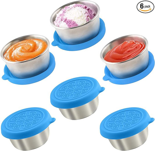 6x1.6 Oz Salad Dressing Containers With Lids, Small Leakproof Reusable Stainless Steel Salad Dressing Container To Go For Lunch Boxes,Sauce containers, Picnics,Travel Meal Prep And Kitchen Storage.