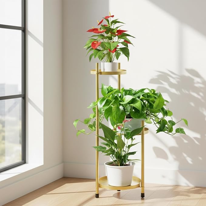 3 Tier Plant Stand Indoor Tall, Metal Flower Pot Stands Outdoor Holders Plant - Image 8