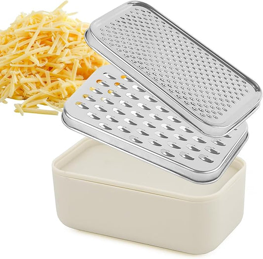 Cheese Grater Citrus Lemon Zester with Food Storage Container & Lid - Perfect For Hard Parmesan Or Soft Cheddar Cheeses, Ginger, Vegetables, Butter, Chocolate & Nutmeg, Cream