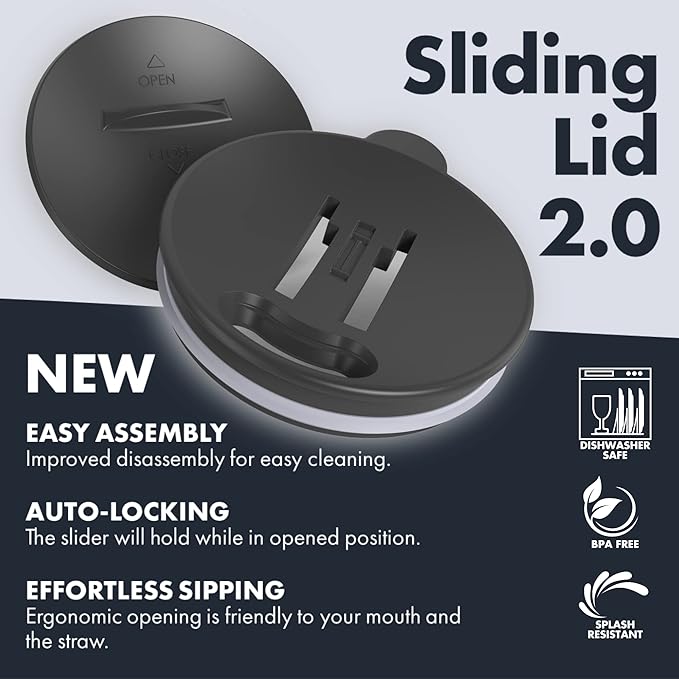 GRANDTIES Insulated Coffee Mug with Handle - Sliding Lid for Splash-Proof 16oz Wine-Glass Shape Thermal Tumbler with Double Walled Vacuum Stainless Steel to Keeps Beverages Hot or Cold-Sanctuary