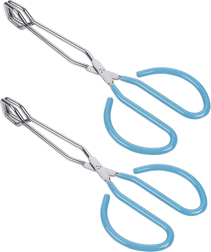 10-Inch Stainless Steel Scissor Tongs, MSY BIGSUNNY Kitchen Food Tongs with Non-slip, Comfort-Grip Handle, Heavy Duty Cooking Tongs - 2 Pack, (Blue)