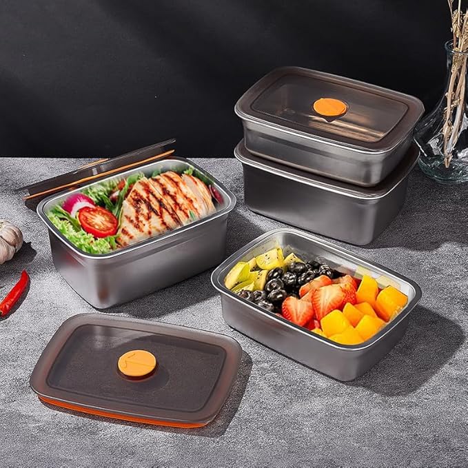 20 PCS Food Storage Containers with Lids Airtight (10 Containers & 10 Lids)，stainless steel food containers leak proof storage box with lid Locking Food Storage Container freezer storage