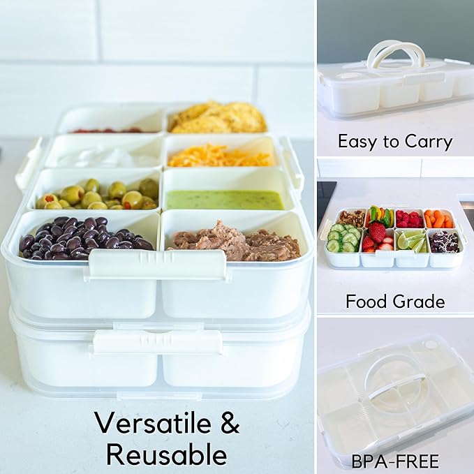 Puccino's Kitchen Snackle Box Container; 1 Pack; Microwave and Dishwasher Safe; Versatile snack box; Serving tray; Ideal Lunchable Container; snack box container serving dish; adult bento box