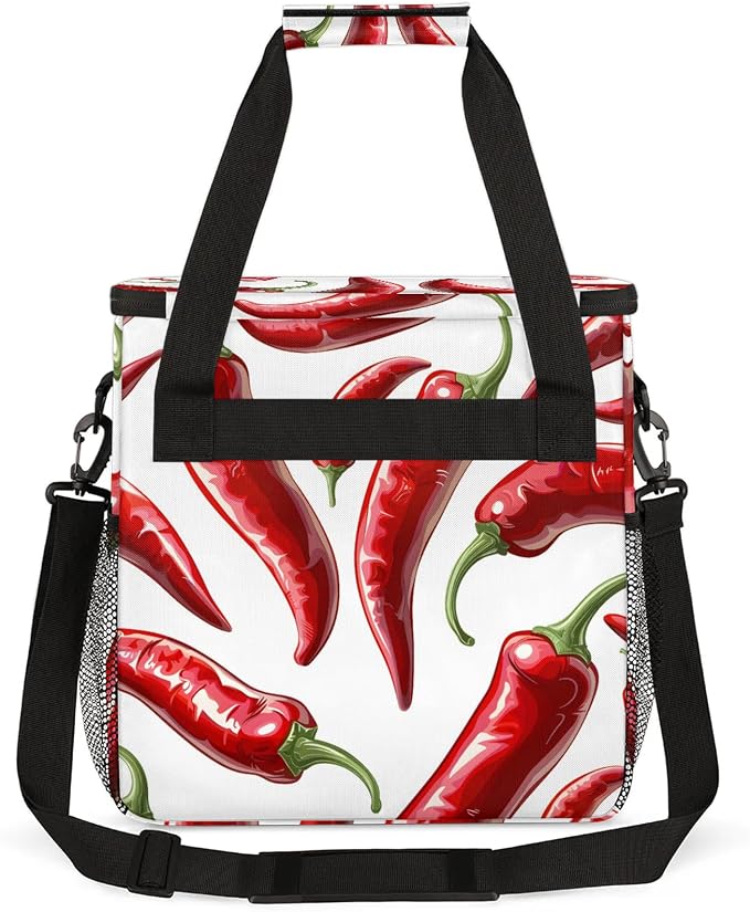 Chili Peppers Coffee Maker Travel Bag, Food Insulated Grocery Bag Travel Picnic - Image 5