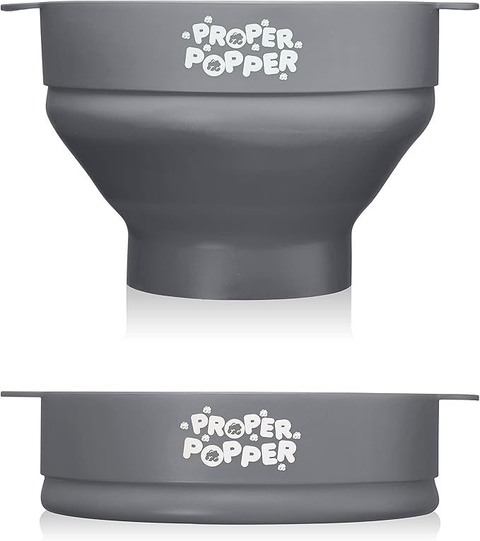 The Original Proper Popper Microwave Popcorn Popper, Silicone Popcorn Maker, Collapsible Bowl BPA Free & Dishwasher Safe - (Gray)