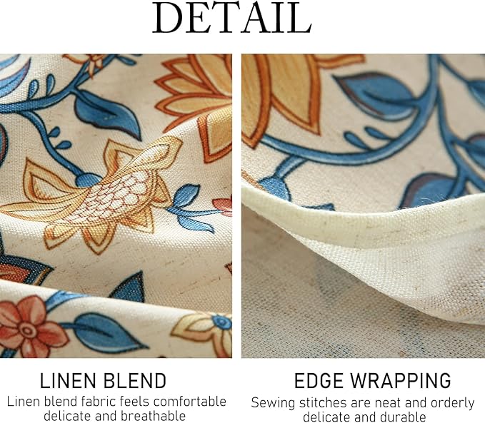 ISAENNE Designer Bohemian Floral Rectangular Tablecloth,Linen Colorful Table Cloth,Wrinkle Resistant Decor Tablecloths for Dining Thanksgiving Kitchen Party Christmas,55"*79"-Estevan B