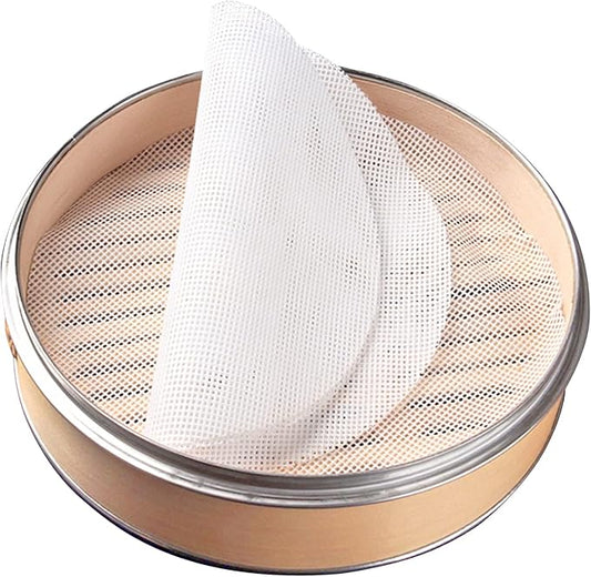 GUCUJI 9 Inch Silicone Bamboo Steamer Liners - Non-Stick, Reusable Steamer Mesh Mats for Steamed Buns, Dumplings, veggies, Dim Sum, Momo, Rice, and fish - Food Grade BPA Free (4Pcs)