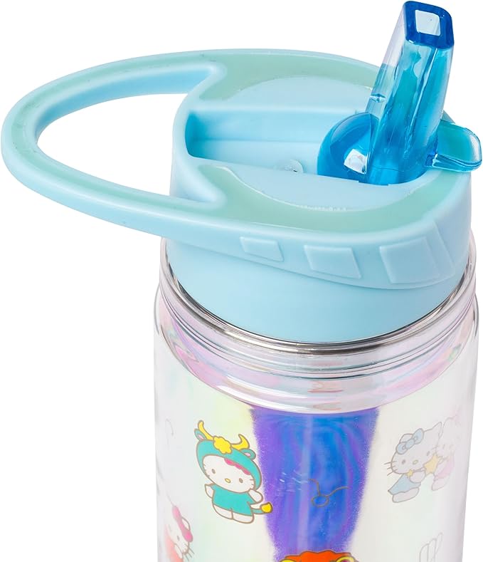 Silver Buffalo Sanrio Hello Kitty Zodiac Signs Iridescent Double Walled Tritan Water Bottle, 18 Ounces