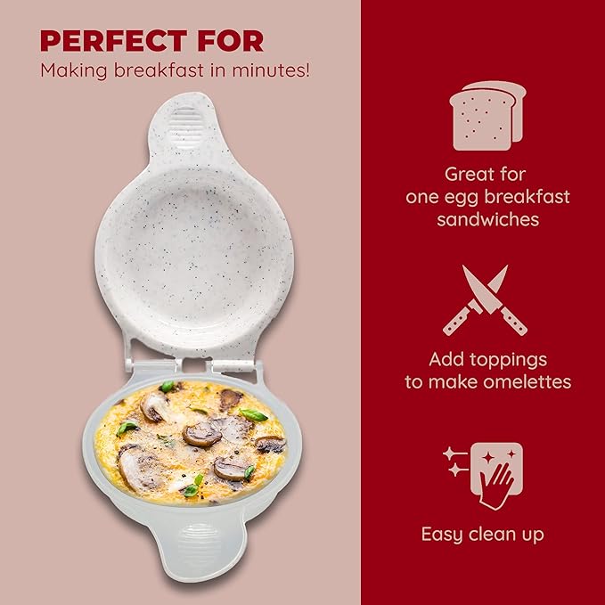 Good Living Microwave Egg Muffin Pan – Quick 1 Minute Breakfast Sandwich Maker, Non-Stick, BPA-Free & Dishwasher Safe