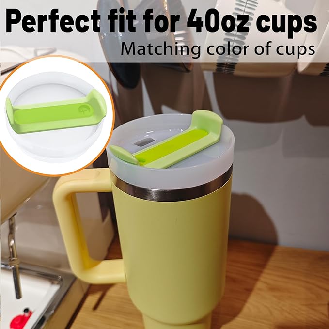 40 OZ Tumbler Lid Replacement Fit for Stanley Cup, 2 Pack Replacement Lids Fit for Stanley Travel Tumbler, Spill Proof Tumbler Covers for Stanley Cup Accessories (Opaque - Bright Lime)