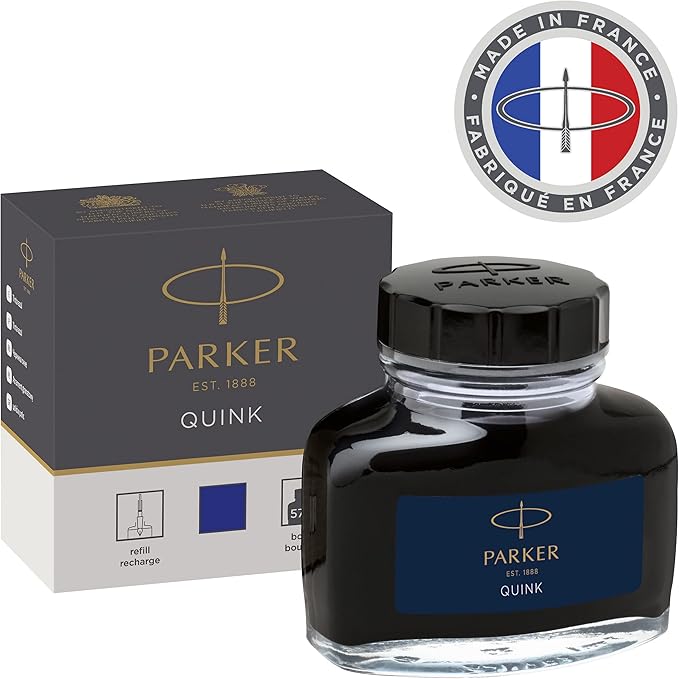 PARKER Fountain Pen Liquid Bottled Quink Ink, 57 ml, in a Box - Blue