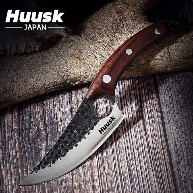 Smith Chu Forged Viking Knives - Husk Chef and Butcher Knife Set, Fishing Filet & Bait Knife, Japanese Boning Knife, Meat Cleaver for Kitchen or Camping - Gift for Dad