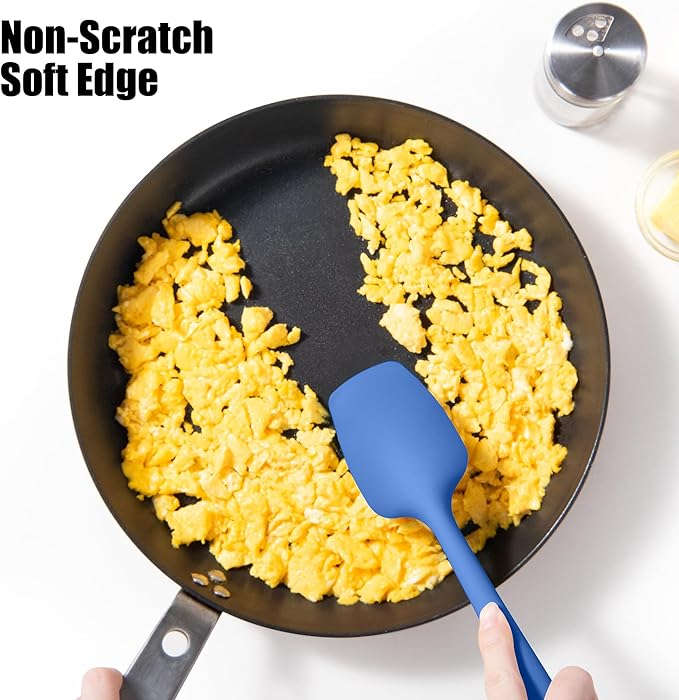 Heat Resistant Silicone Spoon Spatulas, Doosu 600°F High Temp Flexible Cooking Spoons Kitchen Spoonula Scratch-Proof for Mixing Stirring Scraping Serving Non-Stick Cookware (Set of 3, Multi-4)