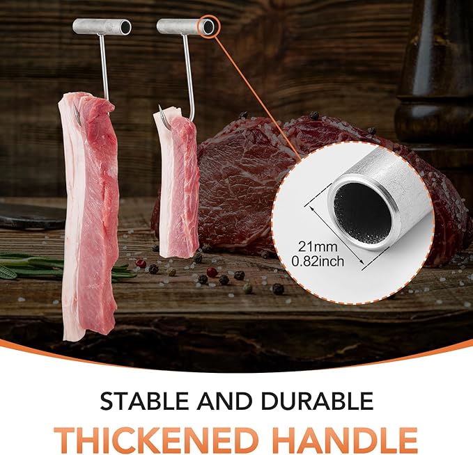 ARTOYS Stainless Steel Meat Hook - 2Pcs - T-Shaped Butcher's Hook for Easy Processing,T-Handle Boning Hooks,Great Hook for The Home-Butcher