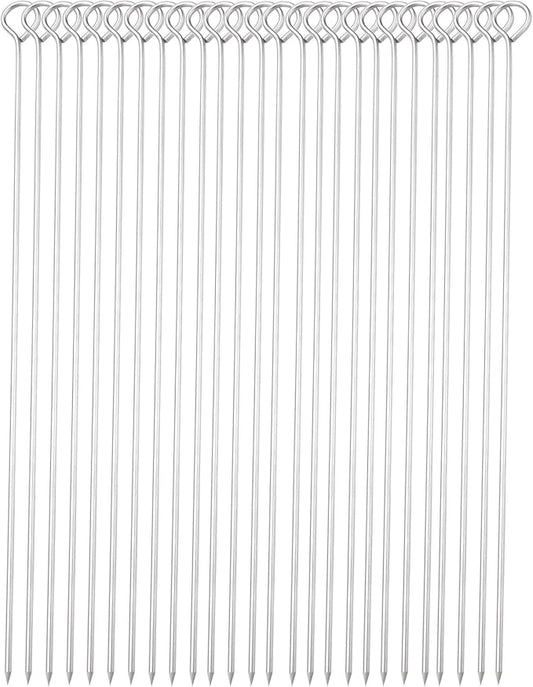 12 Inch Long Metal BBQ Kabob, Stainless Steel Skewers Shish Kebab Skewers 30 Pack (12Inch BBQ Skewers-30p)