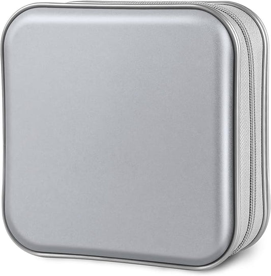 CD Case, 40 Capacity CD/DVD Case Holders Wallet Hard Plastic DVD Disc Cases Storage Binder for Car Home Office Travel (Grey)