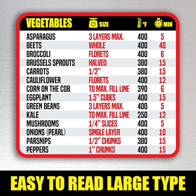 Air Fryer Magnetic Cheat Sheet - Large Print Easy to Read Airfryer Accessory - Air Fryer Cooking Times Chart Magnet, Airfry Cookbook Guide, Kitchen Cheat Sheet, Airfryer Oven Accessories 2025 (Red)