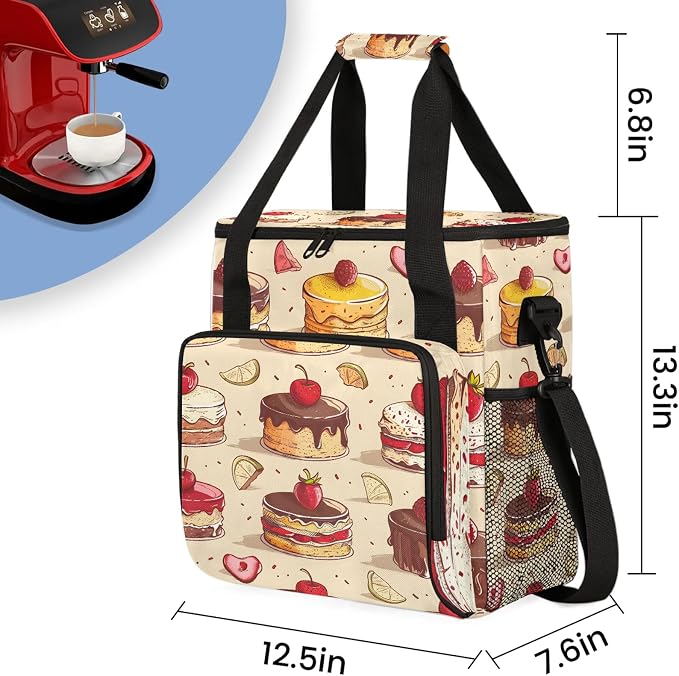 Sweet Cupcake Coffee Maker Travel Bag, Food Insulated Grocery Bag Travel Picnic - Image 2