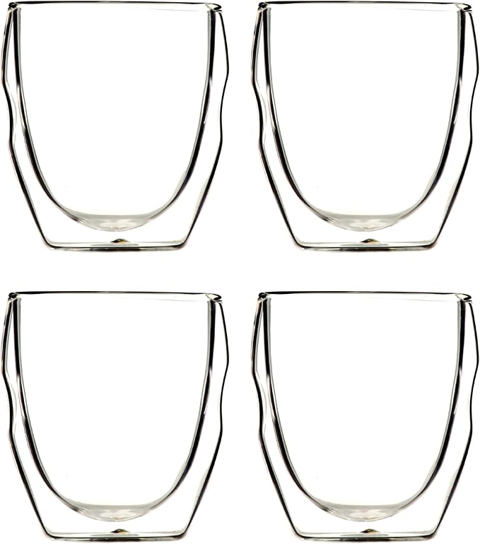 Ozeri Moderna Artisan Series Double Wall 8 oz Beverage Glasses - Set of 4 Drinking Glasses