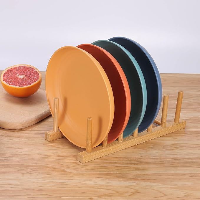 LuckyZone 10 Inches Unbreakable Wheat Straw Plates - Reusable Plate Dinner Set - Dishwasher & Microwave Safe - Healthy, BPA Free & Eco-Friendly (10 Inches/4 Color_H)