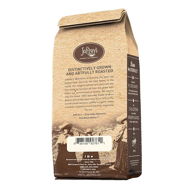 Joffrey’s Coffee - Disney Organic Peru Alto Mayo | Single Origin, USDA Organic & Fair Trade Certified, Full Roast, Arabica Coffee Beans, Kosher (Ground, 11 oz)