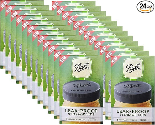 Ball Mason Jar Leak-Proof Lids, Regular Mouth, 6 CT (Pack of 24)