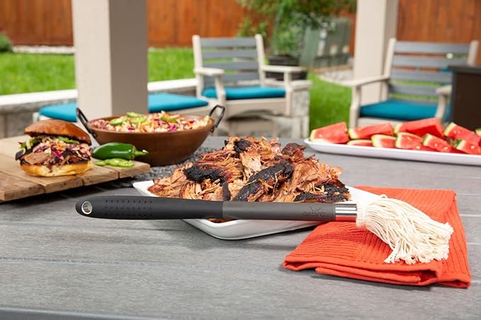 18" Basting Mop - BBQ Mop Brushes for Sauce, Extra-Absorbent Double Head, Ergonomic Insulated Soft Grip Handle, Dishwasher Safe BBQ Grill Brush & Sauce Brush