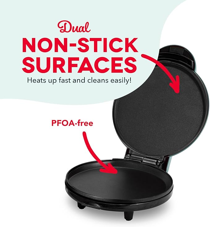 DASH 8” Express Electric Round Griddle for for Pancakes, Cookies, Burgers, Quesadillas, Eggs & other on the go Breakfast, Lunch & Snacks - Aqua