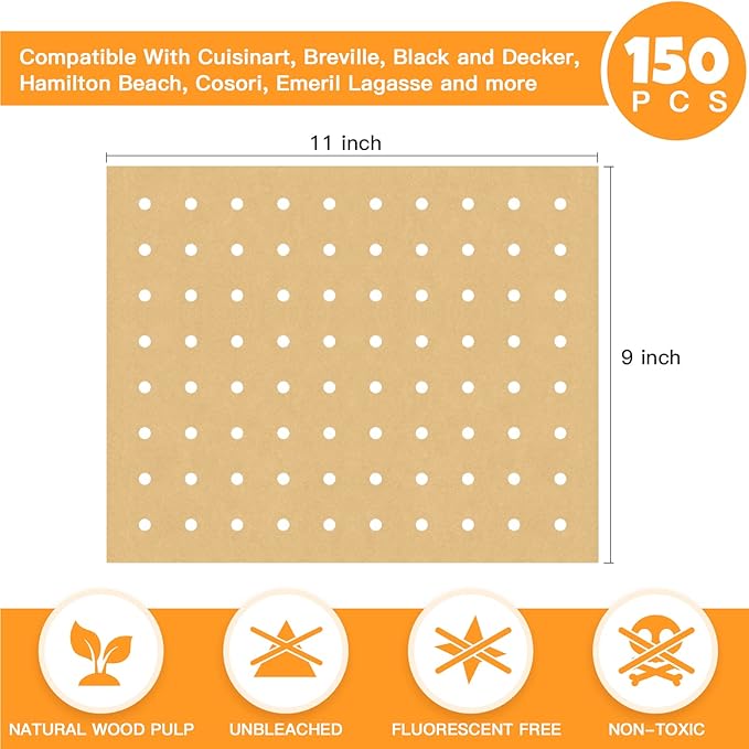 Air Fryer Disposable Parchment Paper Liners: 150pcs Airfryer Liners 9x11 Inch Perforated Rectangular Paper Sheets Basket Liner Accessories For Toaster Oven Xl Air Fryer