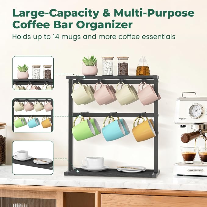 EsLuker.ly Coffee Mug Holder Cup Tree Rack - Image 3