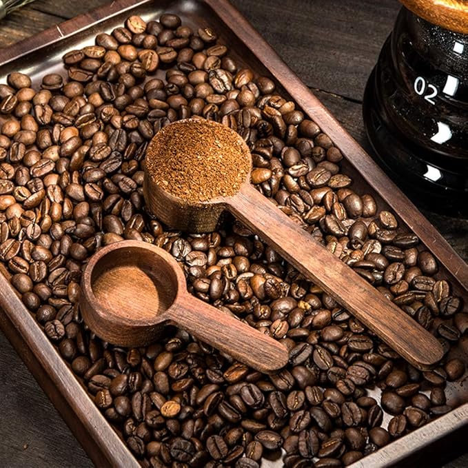 Coffee Spoons, Wooden Tablespoon Scoop, Wooden Coffee Ground Spoon, Measuring for Ground Beans or tea, Soup Cooking Mixing Stirrer Kitchen Tools Utensils, 1 Wooden Tea Scoop (Walnut Wooden 3.86 in）