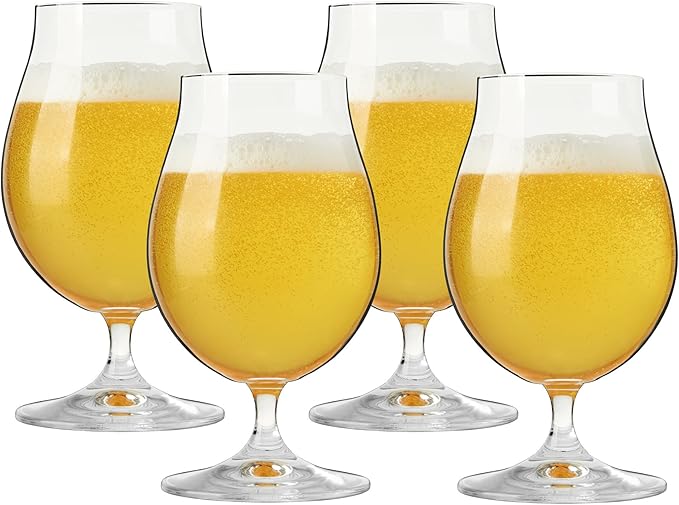 Spiegelau Classic Tulip Beer Glass, European-Made Crystal Drinking Glasses Perfect for Belgian Ales, IPA Beers, Cocktails, Sodas, Beverages, Smoothies, Home Bar Accessories, 15.5 oz, Set of 4